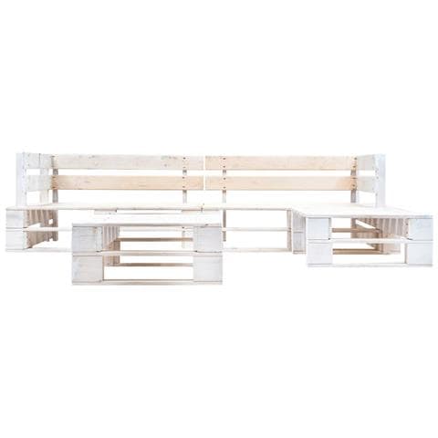 Set Divani da Giardino su Pallet 4 pz in Legno Bianco - Foto 3