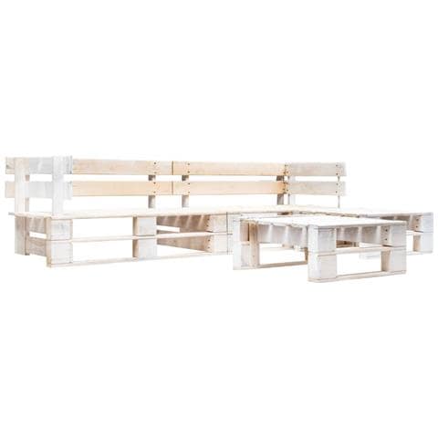 Set Divani da Giardino su Pallet 4 pz in Legno Bianco - Foto 1
