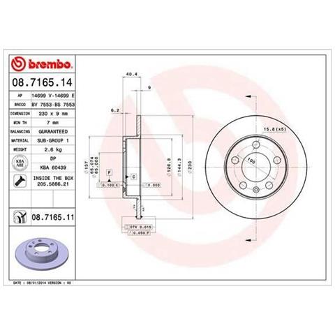 Set Dischi Freno 08.7165.11 - 2 Pezzi - Foto 1