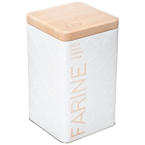 Contenitore Per Farina In Ferro Bianco 1kg 10,5x10,5x H18,5 Cm - Foto 1