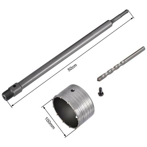 Fresa A Tazza 100 Mm Asta Prolunga 50 Cm Per Trapano Attacco Sds Plus - Foto 2