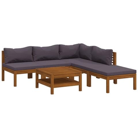 Set Divani da Giardino 6 pz con Cuscini in Massello di Acacia - Foto 1