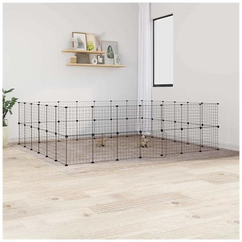 Gabbia Per Animali 52 Pannelli Con Porta Nero 35x35 Cm Acciaio - Foto 2
