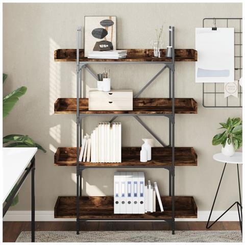 Libreria 4 Ripiani Rovere Fumo 100x33x145,5cm Legno Multistrato - Foto 3