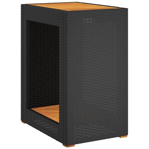 Tavolino Da Giardino Piano Legno Nero 60x40x75 Cm Polyrattan - Foto 2
