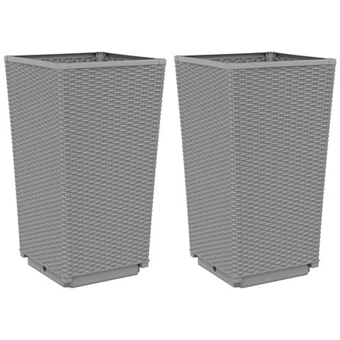 Fioriere Da Giardino 2 Pz Grigio Chiaro 32,5x32,5x57 Cm In Pp - Foto 2
