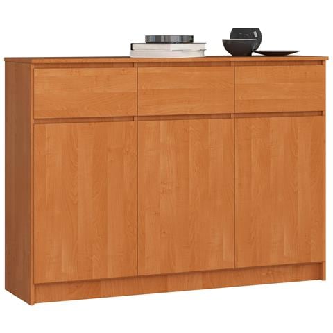 Cassettiera K140, 3 ante e 3 cassetti, 138x40x99 cm, Colore Ontano - Foto 1