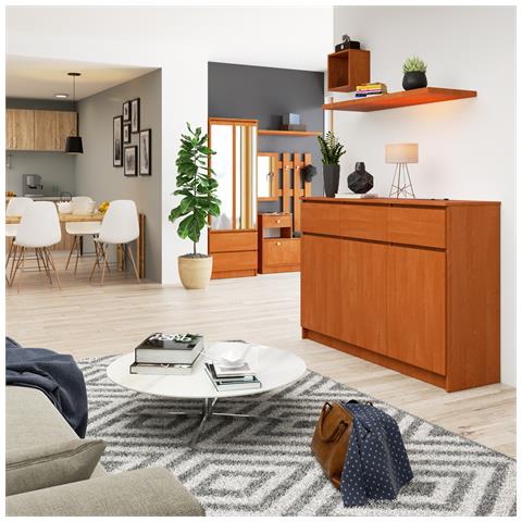 Cassettiera K140, 3 ante e 3 cassetti, 138x40x99 cm, Colore Ontano - Foto 7