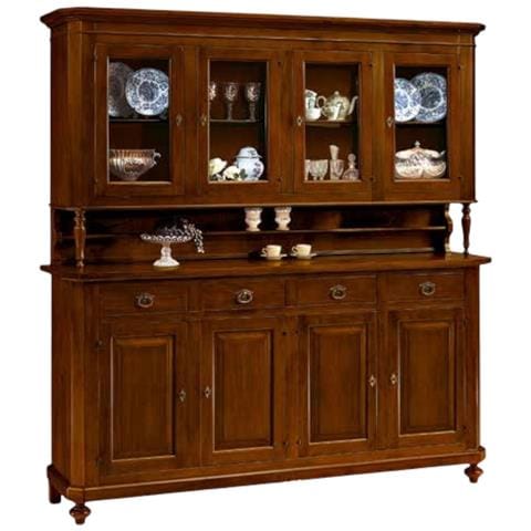 Cristalliera Arte Povera 4 Porte In Legno Tinta Noce 196x43x208 - Foto 1