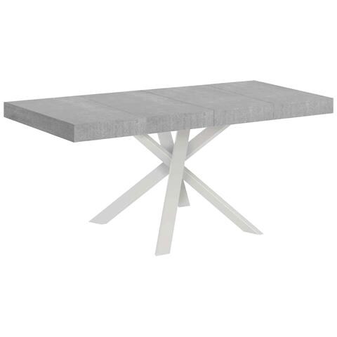 Tavolo Allungabile 90x90/194 Cm Clerk Premium Piano Cemento - Gambe Bianche - Foto 1