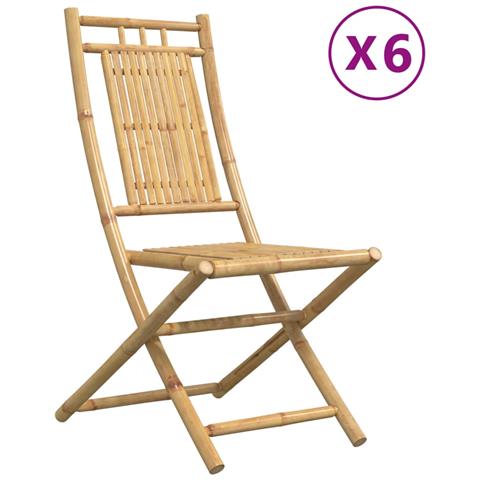 Sedie Da Giardino Pieghevoli 6 Pz 46x66x99 Cm In Bambù - Foto 2