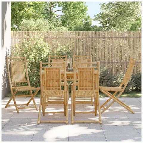 Sedie Da Giardino Pieghevoli 6 Pz 46x66x99 Cm In Bambù - Foto 1