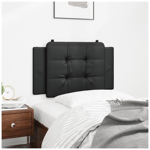 Cuscino Testiera Nero 80 Cm In Similpelle - Foto 3