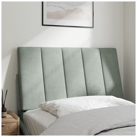 Cuscino Testiera Grigio Chiaro 80 Cm In Velluto - Foto 3
