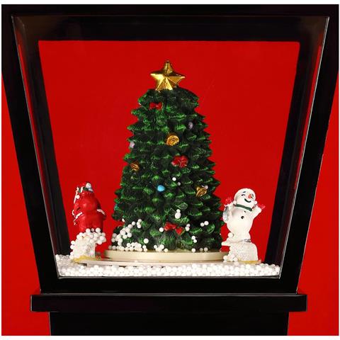 Lampione Natale Con Luce Led Scena Natalizia Motorizzata Neve Musica 180 Cm Nero - Foto 2