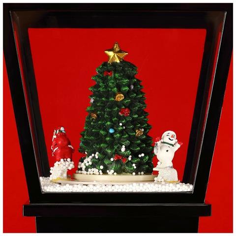 Lampione Natale Con Luce Led Scena Natalizia Motorizzata Neve Musica 180 Cm Nero - Foto 4