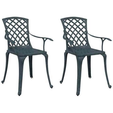 Sedie da Giardino 2 pz Verdi in Alluminio Pressofuso - Foto 1