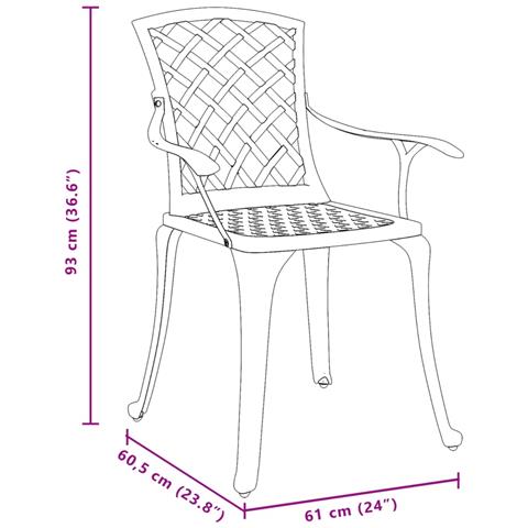 Sedie da Giardino 2 pz Verdi in Alluminio Pressofuso - Foto 10