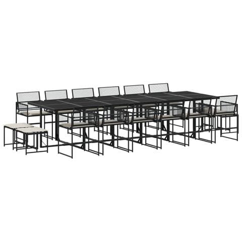 Set da Pranzo da Giardino 17 pz con Cuscini Nero in Polyrattan - Foto 1
