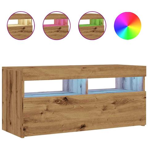 Mobile Porta TV con LED Artigianale 90x35x40 cm Multistrato - Foto 1