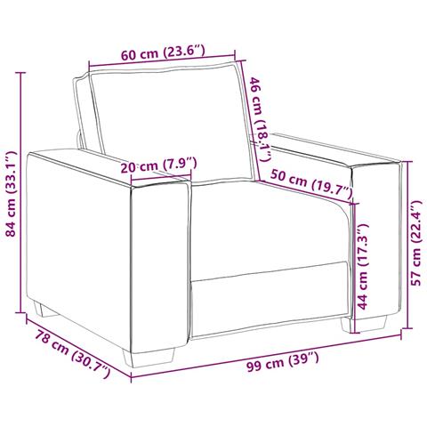 Divano Sedia Crema 60 cm Velluto - Foto 2