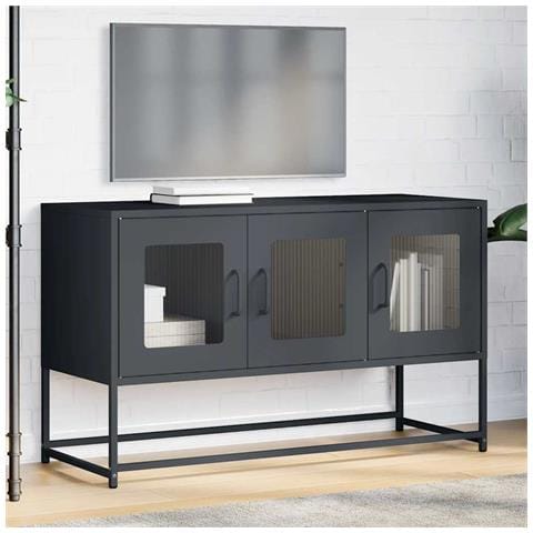 Mobile Tv Antracite 100,5x39x60,5 Cm Acciaio Laminato A Freddo - Foto 3