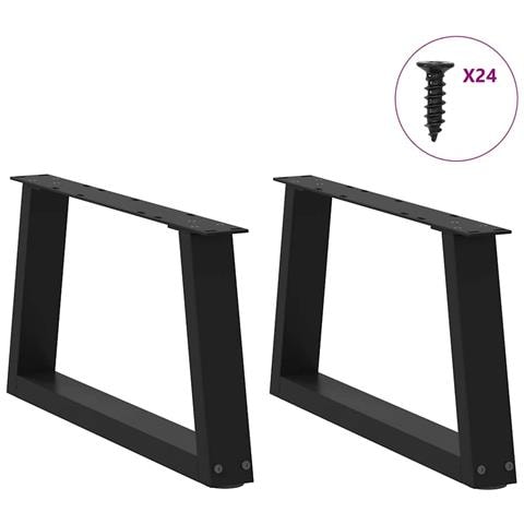 Gambe Per Tavolo Da Pranzo A V 2 Pz Nero 60x(30-31,3)cm Acciaio - Foto 3