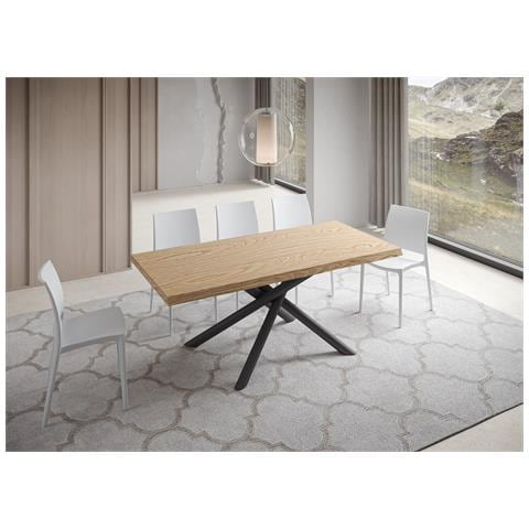 Tavolo Fisso 90x180 Cm Vindral Scortecciato Rovere Gambe Antracite - Foto 5