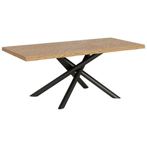 Tavolo Fisso 90x180 Cm Vindral Scortecciato Rovere Gambe Antracite - Foto 1