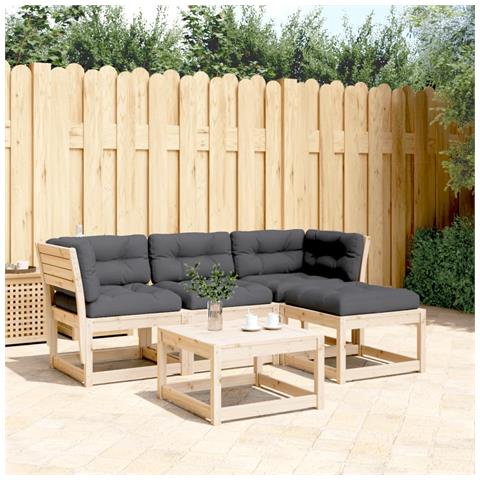 Set Divani Da Giardino 4 Pz Con Cuscini Legno Massello Di Pino - Foto 8