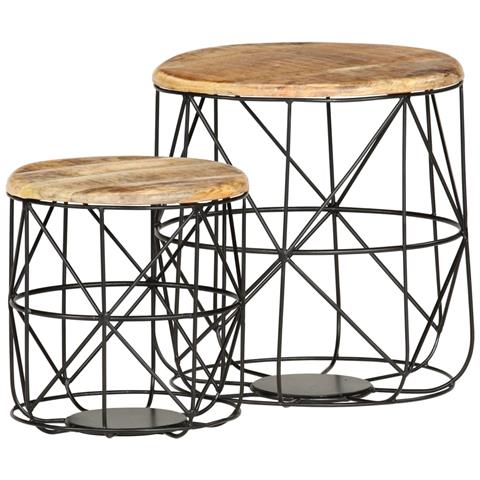 Tavolini Da Salotto 2 Pz In Legno Massello Di Mango - Foto 2