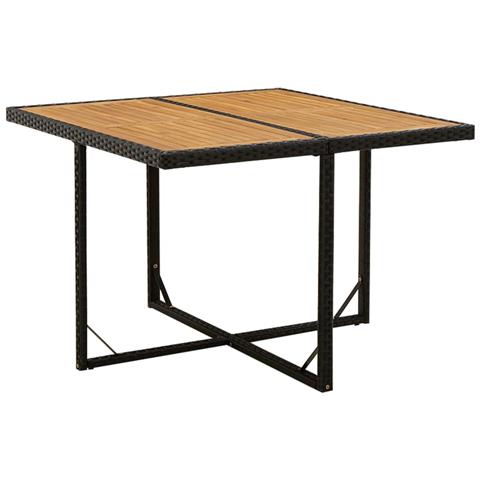 Lusso Casadino -  Tavolo Giardino Nero 109x107x74 Cm Polyrattan E Massello Acacia - Foto 2