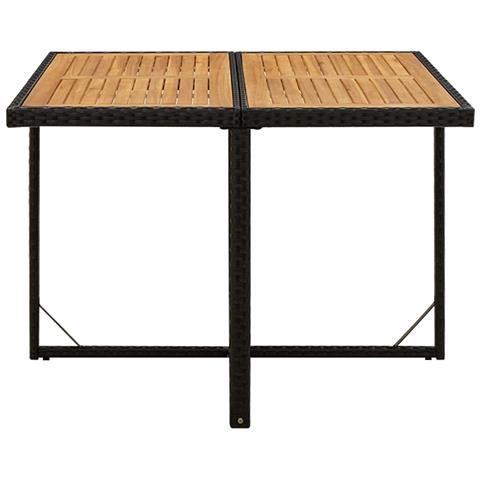 Lusso Casadino -  Tavolo Giardino Nero 109x107x74 Cm Polyrattan E Massello Acacia - Foto 1