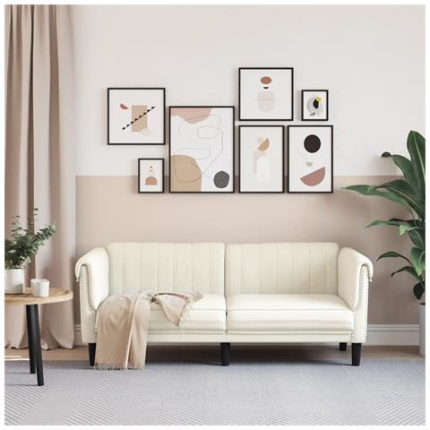 Divano A 2 Posti Crema In Velluto - Foto 2