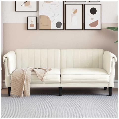 Divano A 2 Posti Crema In Velluto - Foto 8