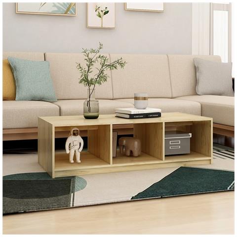 Tavolino Da Salotto 110x50x34 Cm Legno Massello Di Pino - Foto 2
