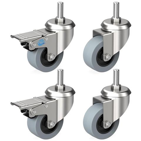 4 X Ruote Pivottanti Per Mobili 50mm Con Perno Filettato 10mm X 25mm 30kg Cad - Foto 1