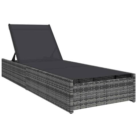 Lettino Prendisole Grigio 60x200x27 cm Polyrattan - Foto 1