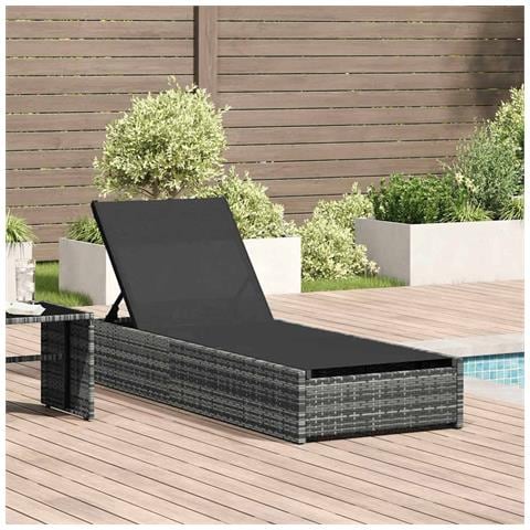 Lettino Prendisole Grigio 60x200x27 cm Polyrattan - Foto 2