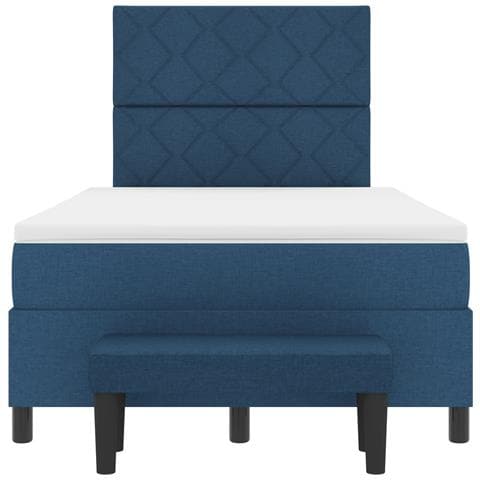 Letto Box Spring con Materasso e Panchina Blu 120x190 cm Tessuto - Foto 9