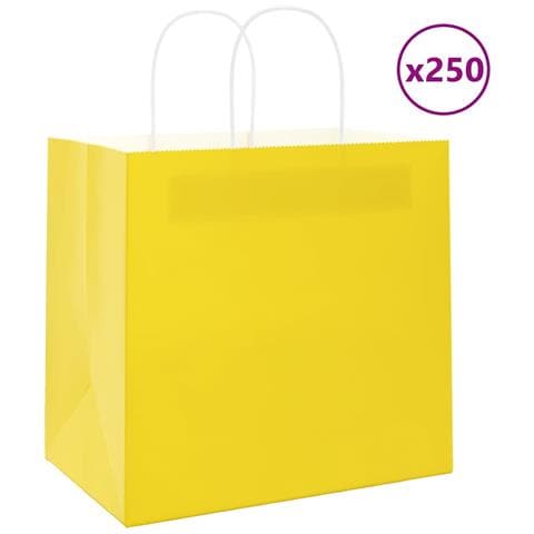 Sacchetti di Carta 250 pz con Manici Gialli 26x17x25 cm - Foto 1