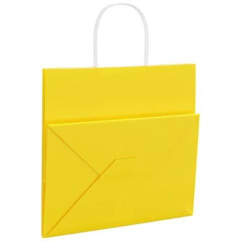 Sacchetti di Carta 250 pz con Manici Gialli 26x17x25 cm - Foto 9