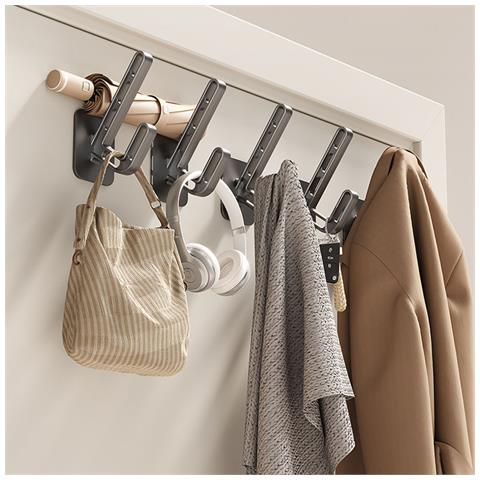 Set Di 5 Ganci Appendiabiti Adesivi Grigio Scuro - Soluzione Senza Fori Per Cucina E Bagno - Foto 6