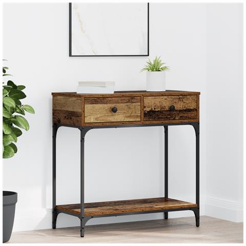 Tavolo Console Legno Vecchio 75x34.5x75 cm Legno Ingegnerizzato - Foto 2