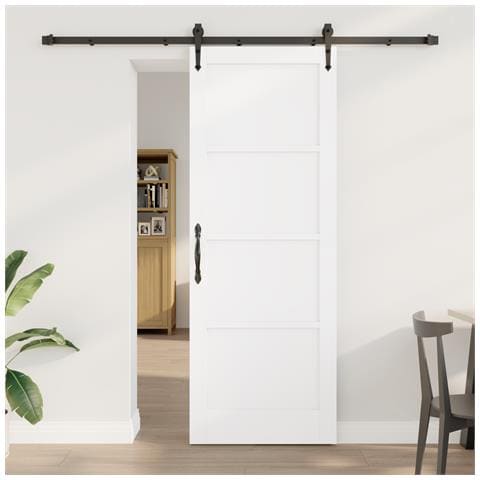 Porta Scorrevole con Set di Accessori 'ORKDAL'Bianco Legno Massello di Pino - Foto 2