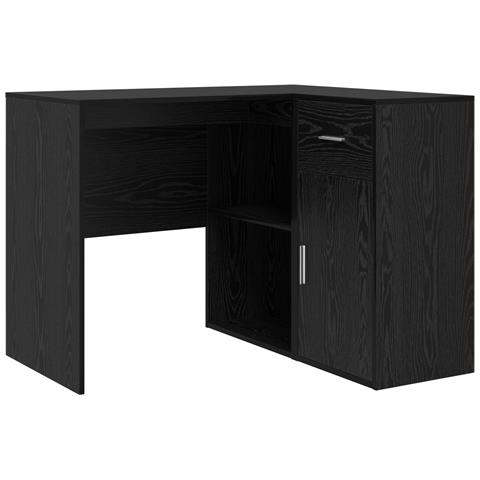 Scrivania Angolare Rovere Nero 102x88x75 cm Legno Ingegnerizzato - Foto 1