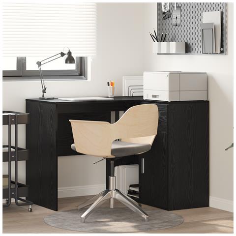 Scrivania Angolare Rovere Nero 102x88x75 cm Legno Ingegnerizzato - Foto 2