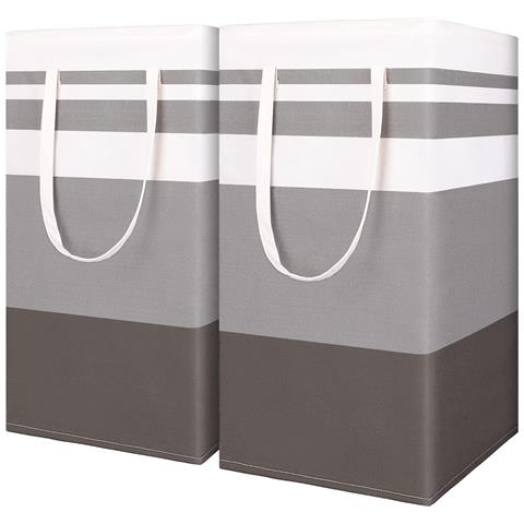 Ideatech Set Di 2 Cesti Portabiancheria Pieghevoli Impermeabili 75 L Grigio - Foto 1