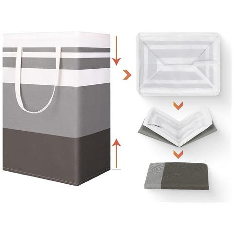 Ideatech Set Di 2 Cesti Portabiancheria Pieghevoli Impermeabili 75 L Grigio - Foto 5