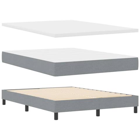 Letto box spring con materasso Grigio chiaro 160 x 200 cm - Foto 1